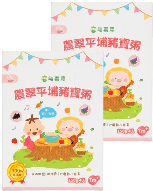 粥寶寶 農翠平埔豬寶粥 7個月以上, 600g, 2盒