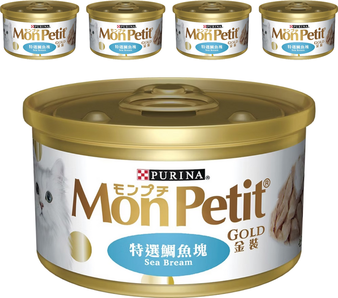 MonPetit 貓倍麗 金罐, 特選鯛魚塊, 85g, 5罐