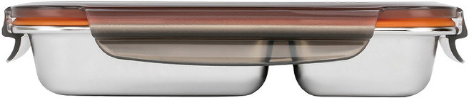 cuitisan 304可微波不鏽鋼保鮮盒 征旅系列 方形三格餐盤 900ml, 容器 + 蓋子, 1個