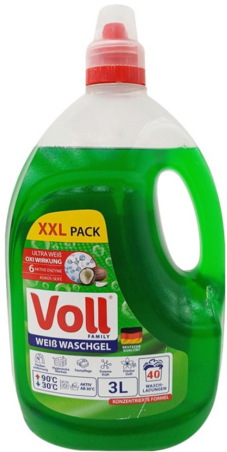 Voll 白色衣物洗衣精 綠色 40杯, 3L, 1桶
