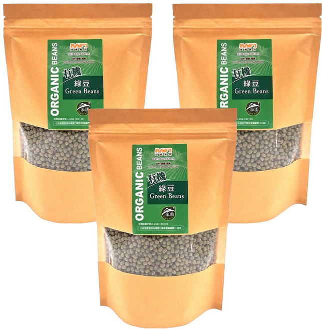 茂喜食品 有機綠豆, 400g, 3包