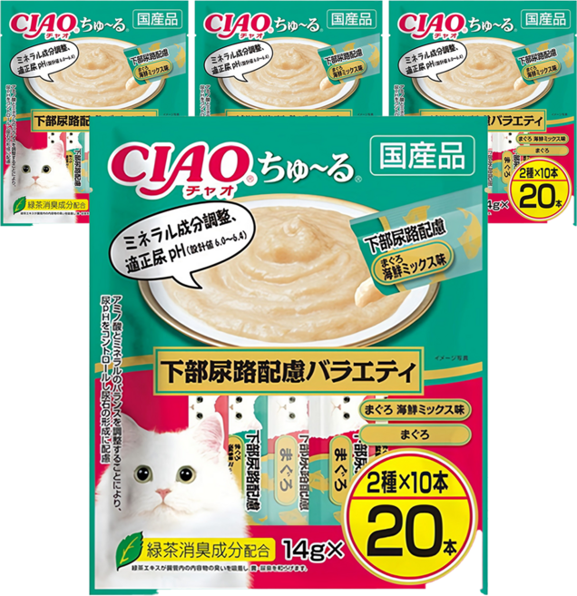 챠오츄르 고양이 짜먹는 간식, 하부요로케어 버라이어티, 14g, 80개