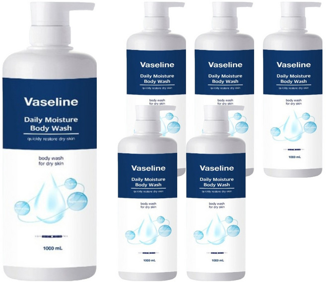 애경바세린 데일리 모이스처 바디워시, 1L, 6개