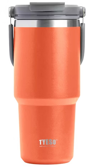 TYESO 泰碩 手提304不銹鋼水杯, 橘色, 900ml, 1個