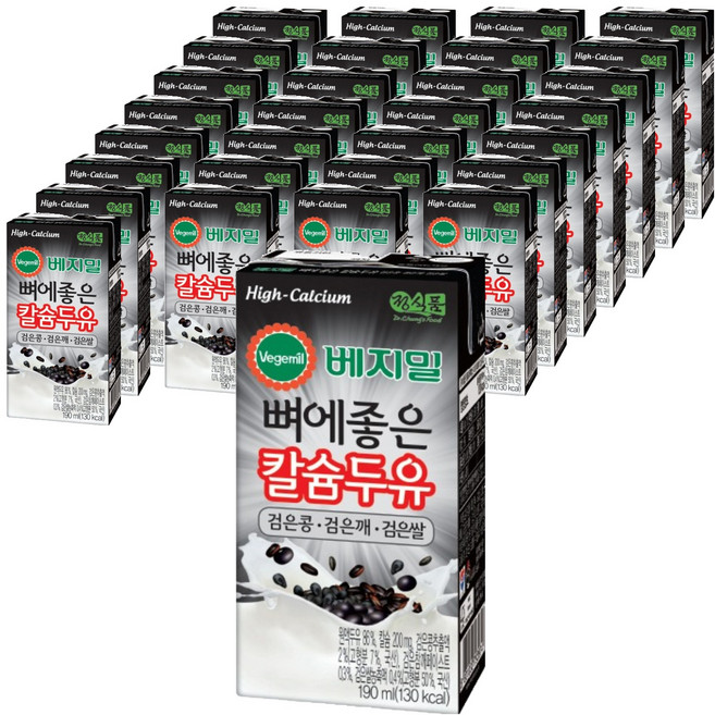 베지밀 뼈에좋은 칼슘두유 검은 콩 깨 쌀, 190ml, 96개