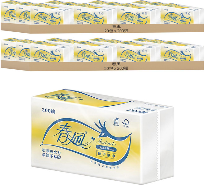 春風 擦手紙, 200張, 40包