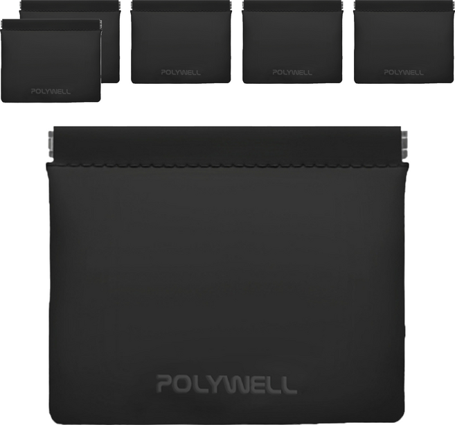 POLYWELL 寶利威爾 PU彈片收納包 PW15-T65-0808 15 x 11.5cm, 黑色, 6個
