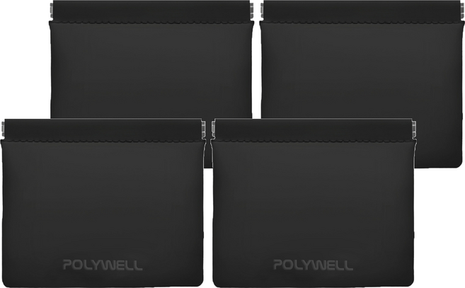 POLYWELL 寶利威爾 PU彈片收納包 PW15-T65-0808 15 x 11.5cm, 黑色, 4個