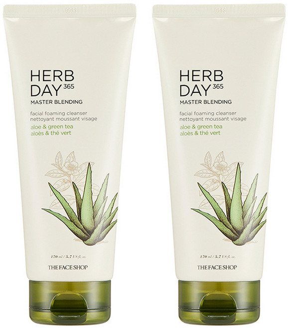 더페이스샵 허브데이 마스터 블렌딩 페이셜 클렌징폼 알로에, 170ml, 2개