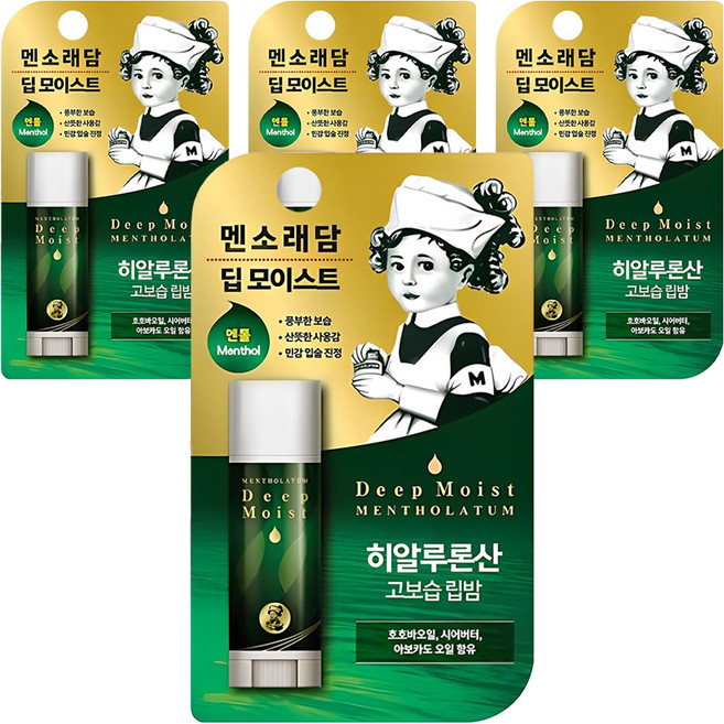 멘소래담 딥 모이스트 립밤, 멘톨, 4.5g, 4개