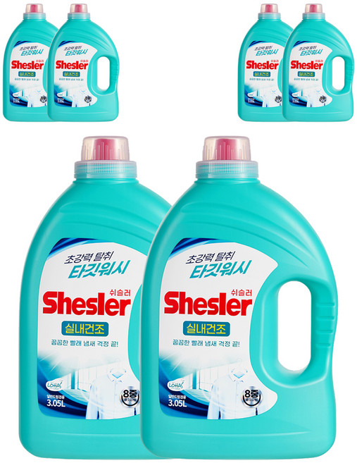 쉬슬러 타깃워시 실내건조 액체세제 블루밍 자스민향 본품, 3.05L, 6개