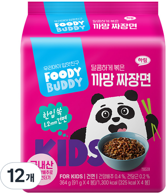 푸디버디 까망 짜장면, 91g, 12개