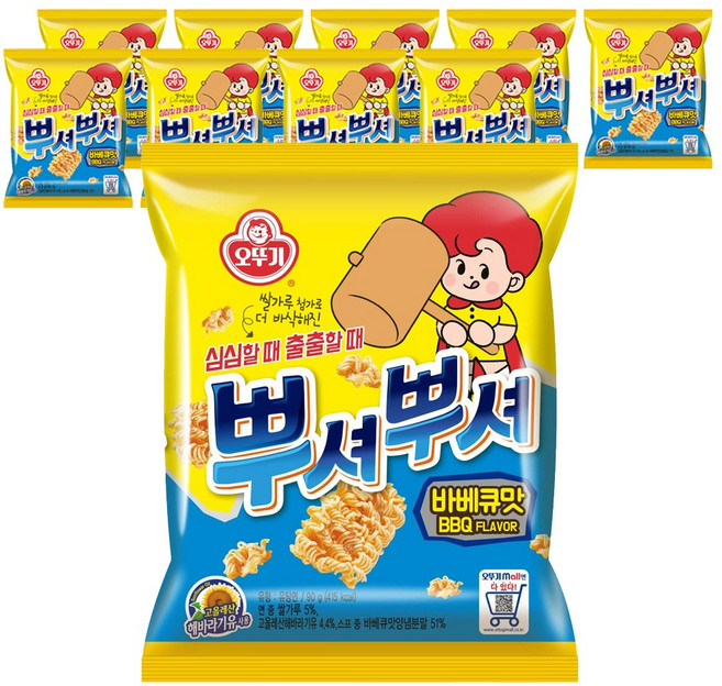 오뚜기 뿌셔뿌셔 바베큐맛, 90g, 10개