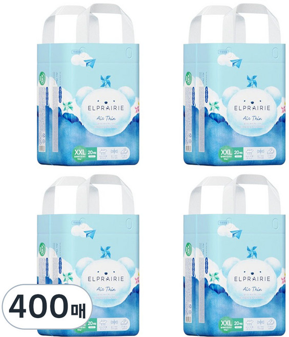 엘프레리 에어씬 팬티형 기저귀, 400매, 점보형(2XL)