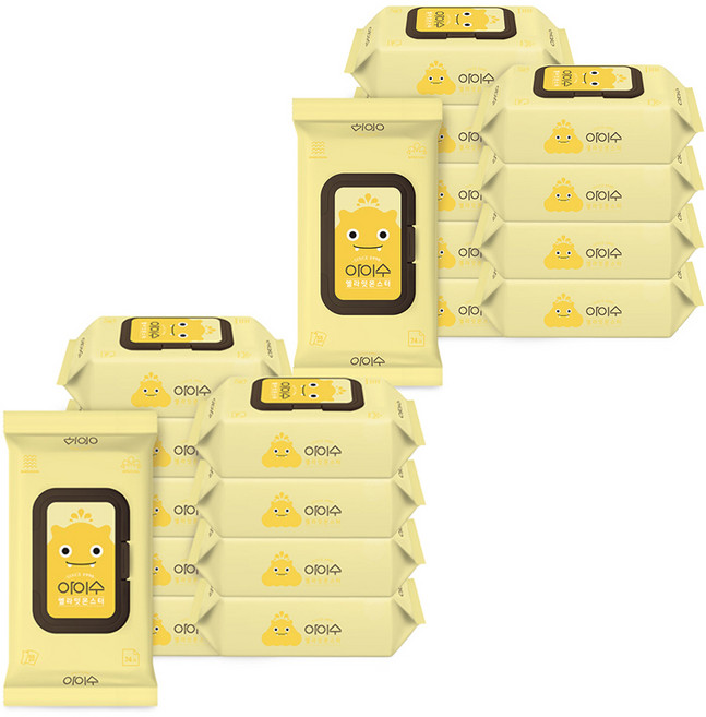 아이수 옐라잇 몬스터 아기물티슈 캡형, 55g, 74매, 20개