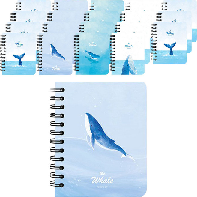 핑크풋 1500 고래 합지 수첩 80매, 랜덤발송, 20개