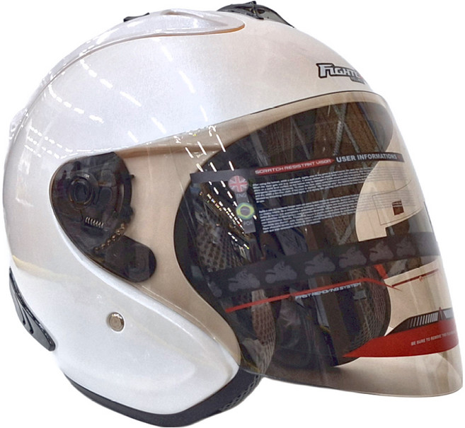 普通型露臉式機車防護頭盔 含一層護目鏡 R3-A6, 白色
