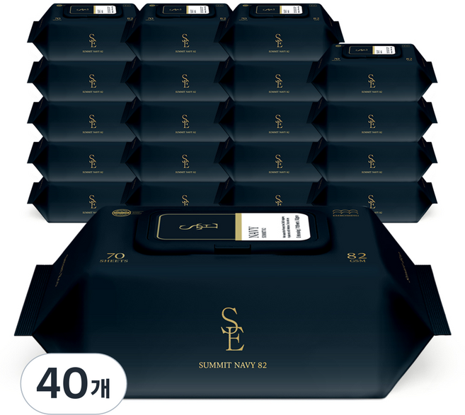 스마트에코 써밋 네이비 아기 물티슈 캡형, 82g, 70매, 40개