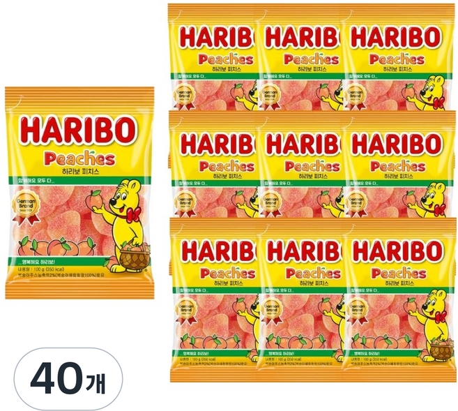 하리보 피치스 젤리, 100g, 40개