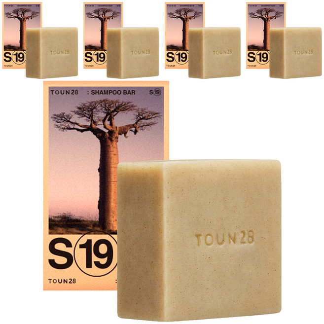 TOUN28 S19猴麵包樹精油洗髮皂, 100g, 5塊