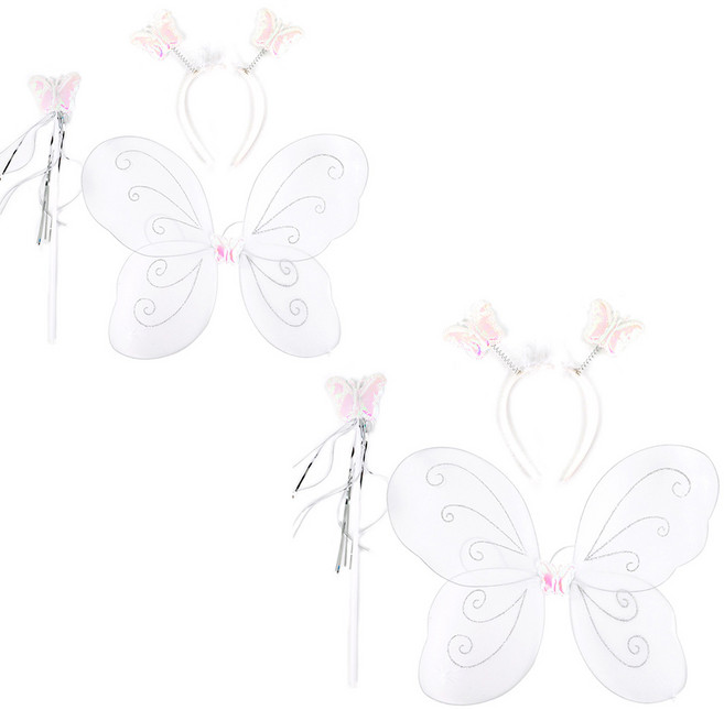 파티쇼 천사 요정 날개 세트, 화이트, 2세트