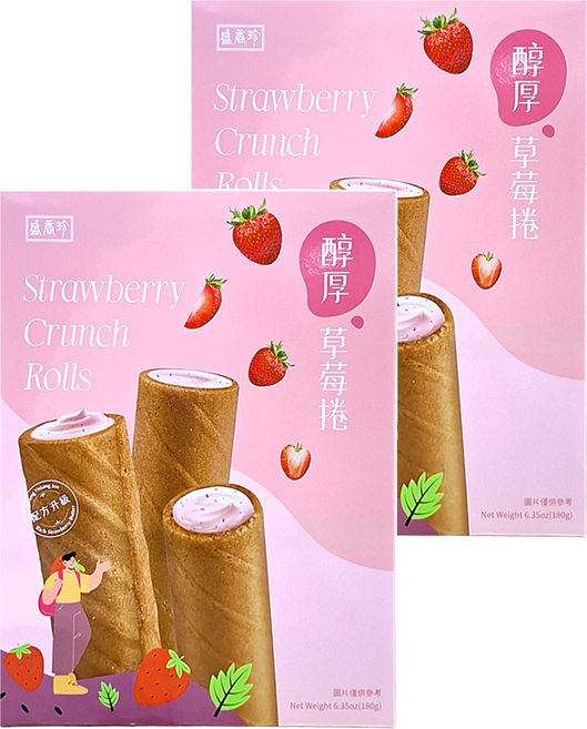 盛香珍 醇厚草莓捲, 180g, 2盒