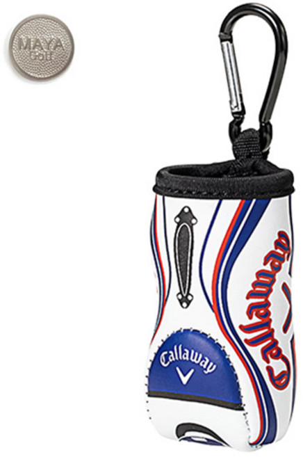 캘러웨이 GB 모티브 볼 케이스 + 마야볼마커, 1세트, 화이트 네이비(볼케이스)