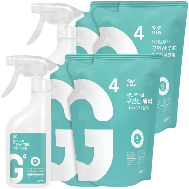 레인보우샵 구연산 워터 다목적세정제 500ml +리필 500ml x 2p, 2세트