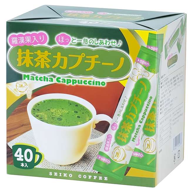 SEIKO COFFEE 經典沖泡飲品 抹茶卡布奇諾風味, 12g, 40個裝, 1組