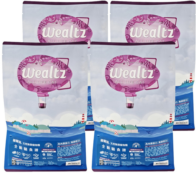 Wealtz 維爾滋 全齡貓 天然無穀寵物乾糧, 300g, 4包, 雞肉