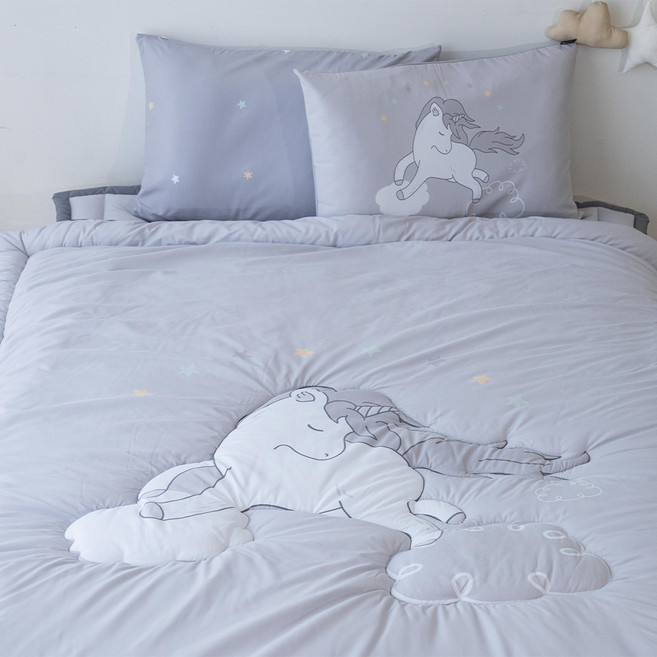 롤베이비 아동용 모달 알러지케어 차렵이불 + 베개커버 + 베개솜 세트, 유니콘
