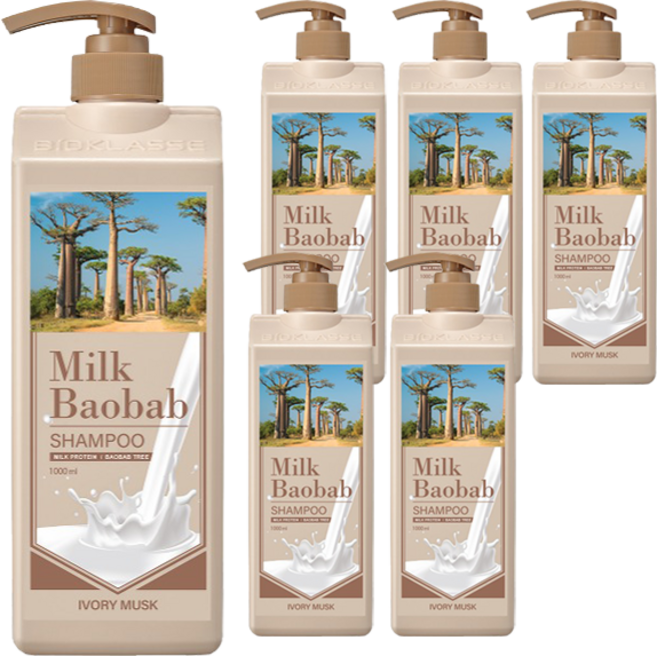 밀크바오밥 샴푸 아이보리머스크향, 1L, 6개
