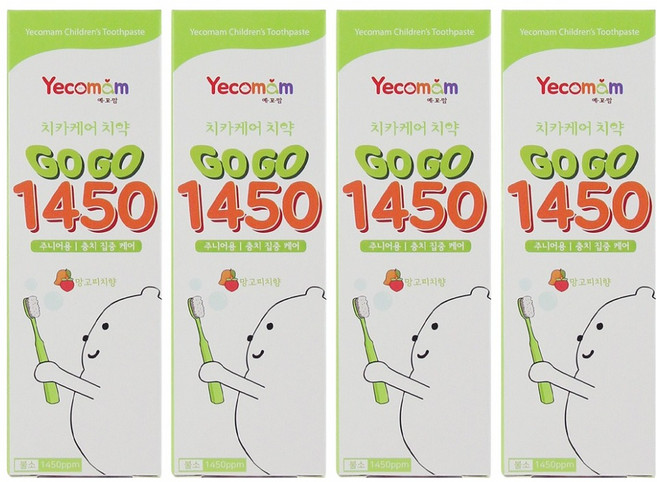 예꼬맘 고불소 1450 어린이 치약, 4개, 60g