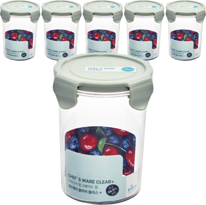 셰프웨어 클리어플러스 밀폐용기 원형, 6개, 630ml