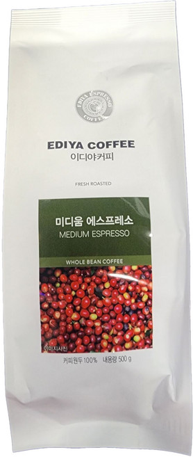 EDIYA COFFEE 中度義式咖啡豆, 1 個, 500g, 1個