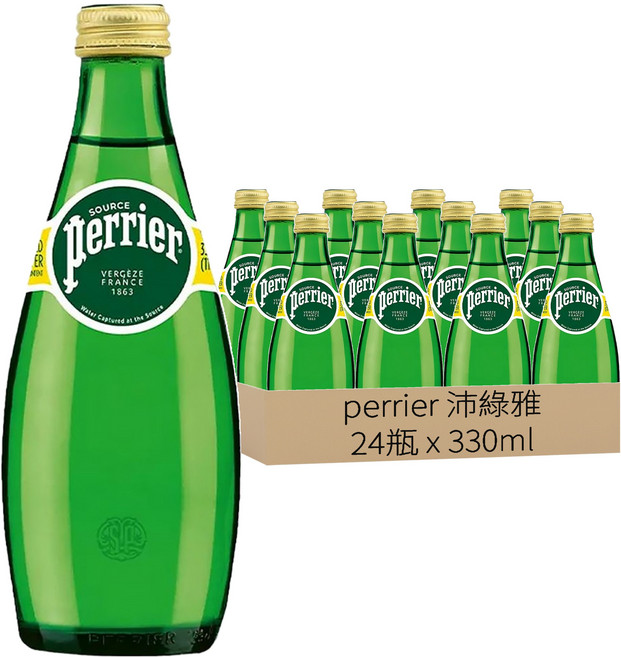 perrier 沛綠雅 氣泡天然礦泉水, 330ml, 24瓶