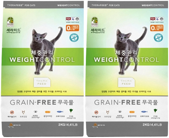 세라피드 고양이 그레인프리 기능성 사료, 다이어트(체중유지), 2kg, 2개