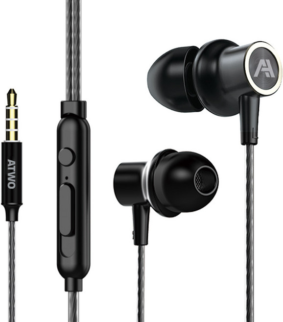 에이투 티타늄 다이나믹 드라이버 유선 이어폰, AW111, 블랙