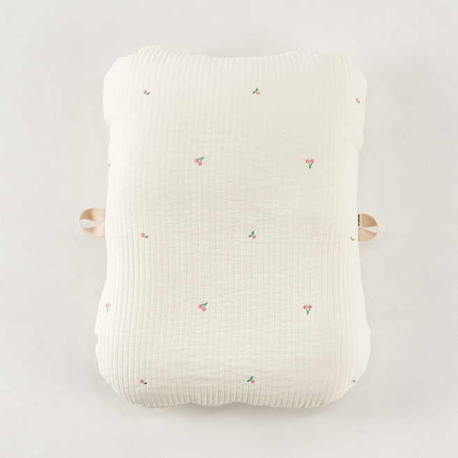 롤베이비 프리미엄 100 자수 신생아 역류방지 수유쿠션 기본, 01체리화이트