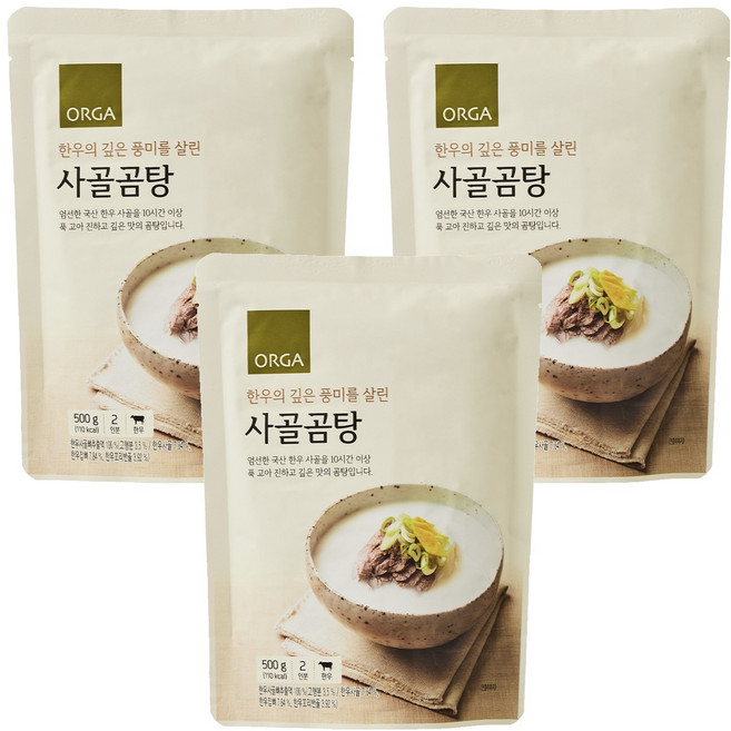 올가홀푸드 사골곰탕, 500ml, 3개