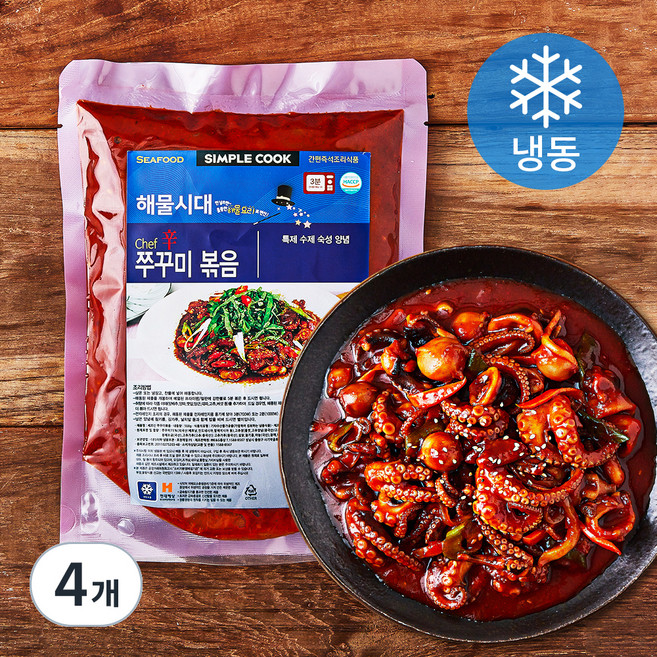 바다랑푸드랑 셰프신 쭈꾸미볶음 (냉동), 500g, 4개