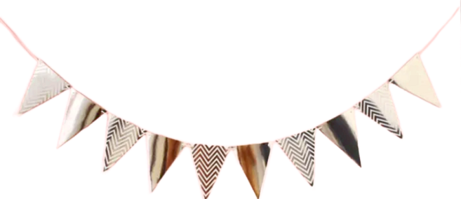 燙金三角旗 12片, 銀色, 1個