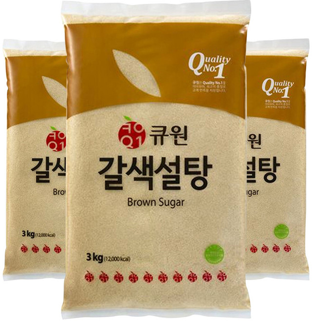 큐원 갈색설탕, 3kg, 3개
