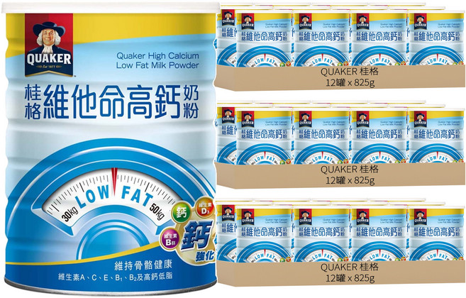 QUAKER 桂格 維他命高鈣奶粉, 825g, 36罐
