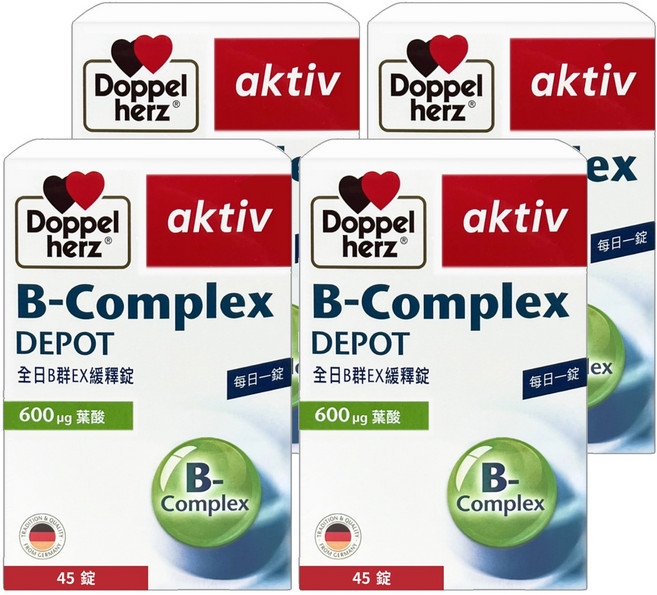 Doppel herz 德之寶 全日B群EX緩釋錠, 45錠, 13.7g, 4盒