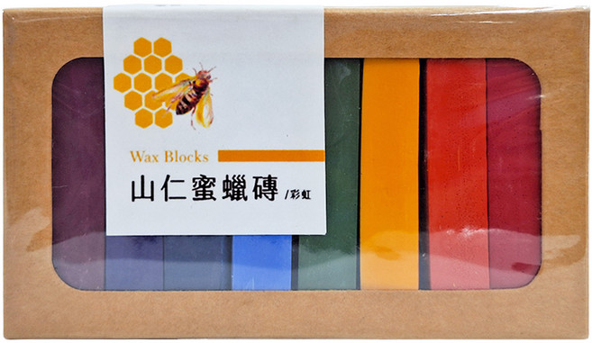 山仁 天然蜜蠟磚 彩虹組, 8色, 1盒