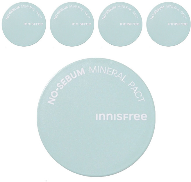INNISFREE 無油無慮礦物控油蜜粉餅 8.5g, 單色, 5盒