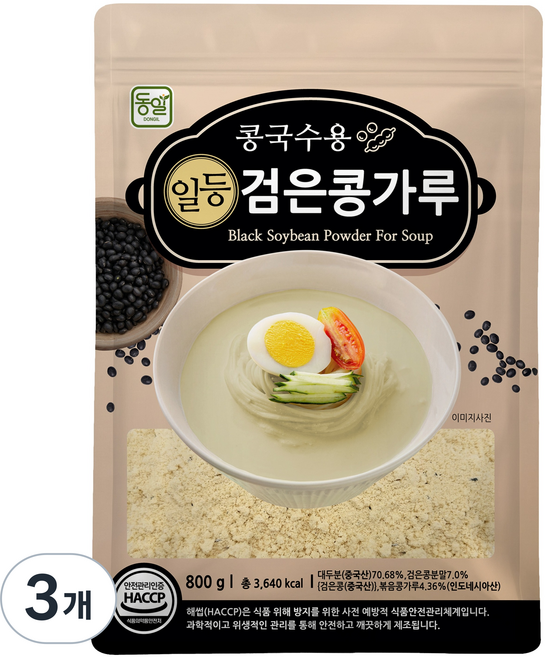 동일 콩국수용 검은콩가루, 800g, 3개