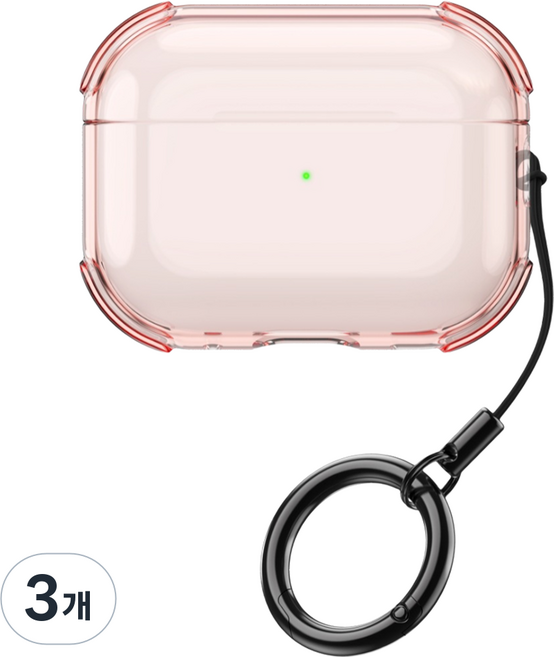 Myban 防丟透明TPU保護殼, 透明粉色, 3個, AirPods Pro 3