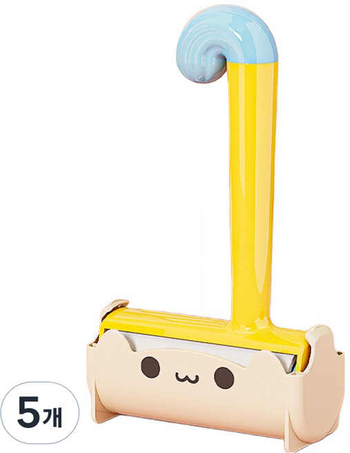골드팡 고양이 꼬리 먼지 털 제거 돌돌이 롤러 캣 옐로우, 5개